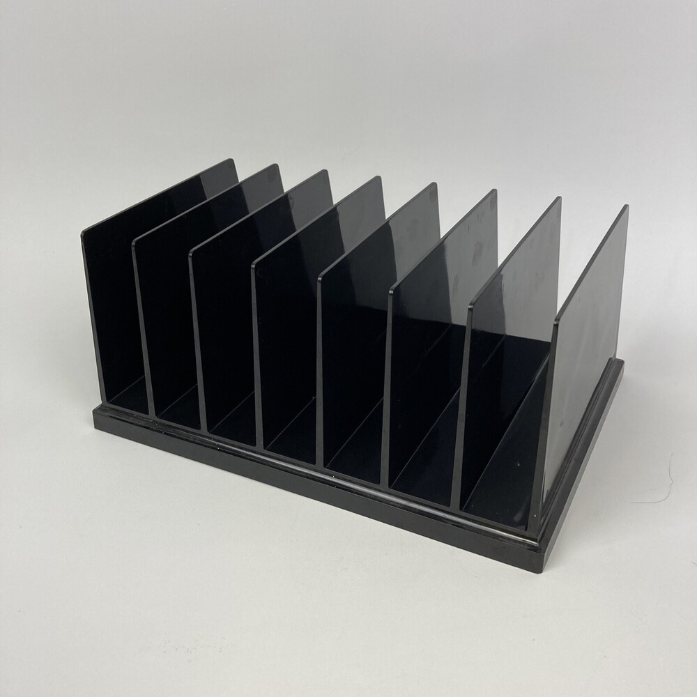 VTG Rogers Plastic 7 Slot Black Plastic Letter Mail Desk Office File Sort 2523